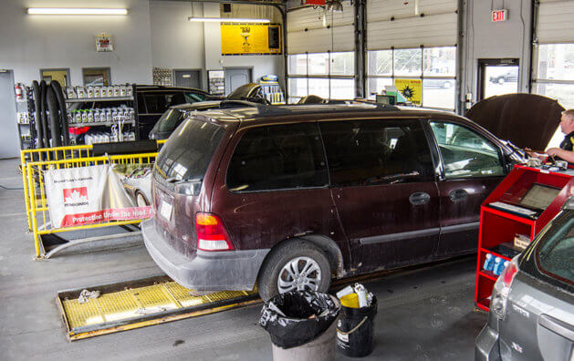 truck with tire being repaired