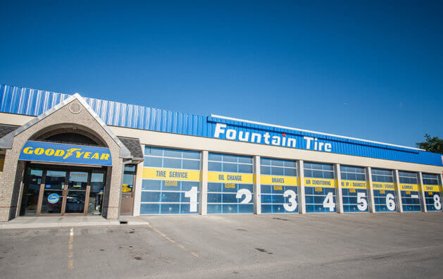 Front view of Fountain Tire Southdale shop in Winnipeg, MB