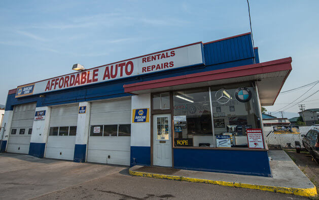 Frontis view of Affordable Auto shop in Vernon, BC