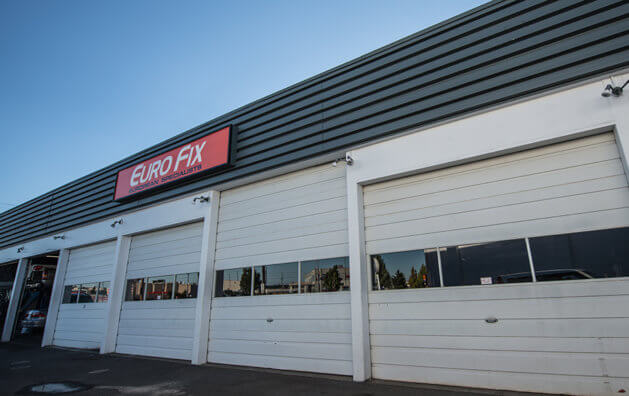 Entrance view of Euro Fix shop in Langley, BC