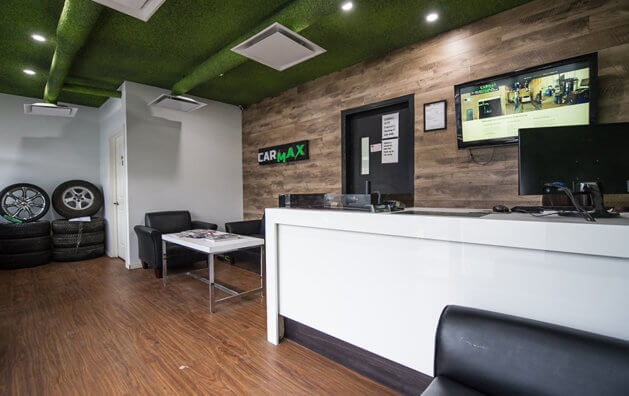 Photo of the reception desk at Carmax Auto Care Center shop in Calgary, AB