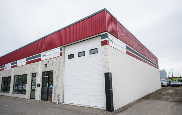 Outside view of D&K Automotive Repairs shop in Calgary, AB
