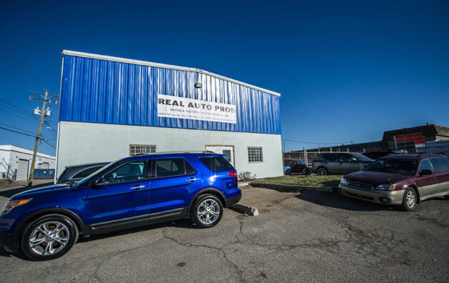 Outside view of Real Auto Pros shop in Calgary, AB