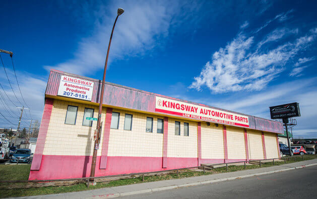 Front view of Kingsway Automotive Parts shop in Calgary, AB.