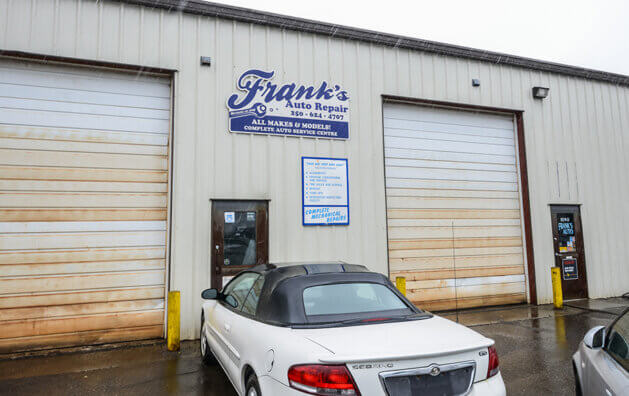 Outside photo of Frank's Auto Repair shop in Prince Rupert, BC
